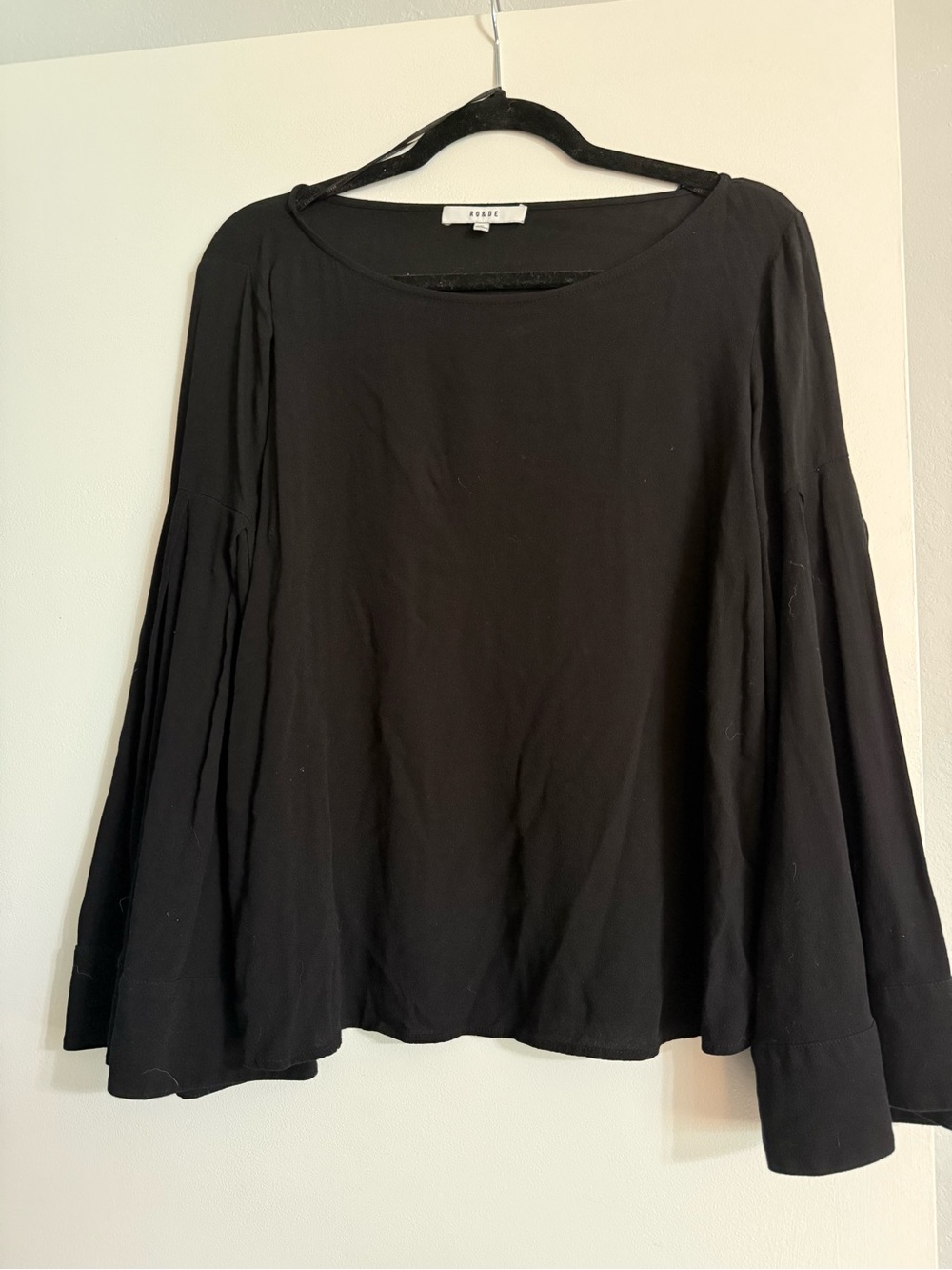 Ro & De Black Bell Sleeve Blouse